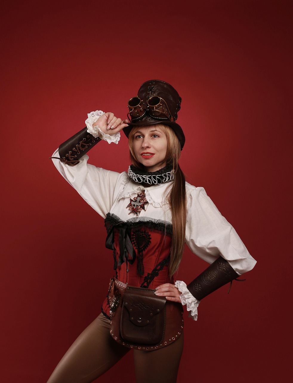 get-in-touch steampunk, woman, cosplay, vintage fashion, victorian era, model, fashion, young woman, image, parabank, smile, style, entourage, vintage, retro, the victorian era, corset, the heroine, warrior, soldier, greetings, hat, under the visor, steampunk, steampunk, steampunk, steampunk, steampunk, corset, corset